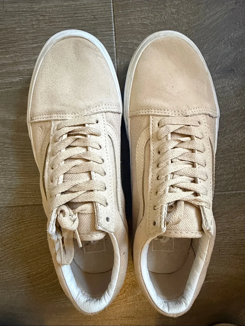 Women's Vans in Beige. Like new. Womens 8.5/ men's 7